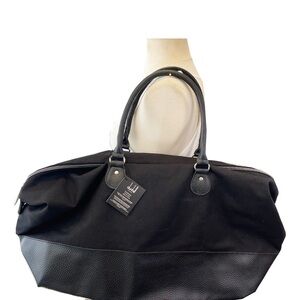 Dunhill Fragrance Nylon Canvas Duffel Bag Travel Weekend Faux Leather Trim NEW